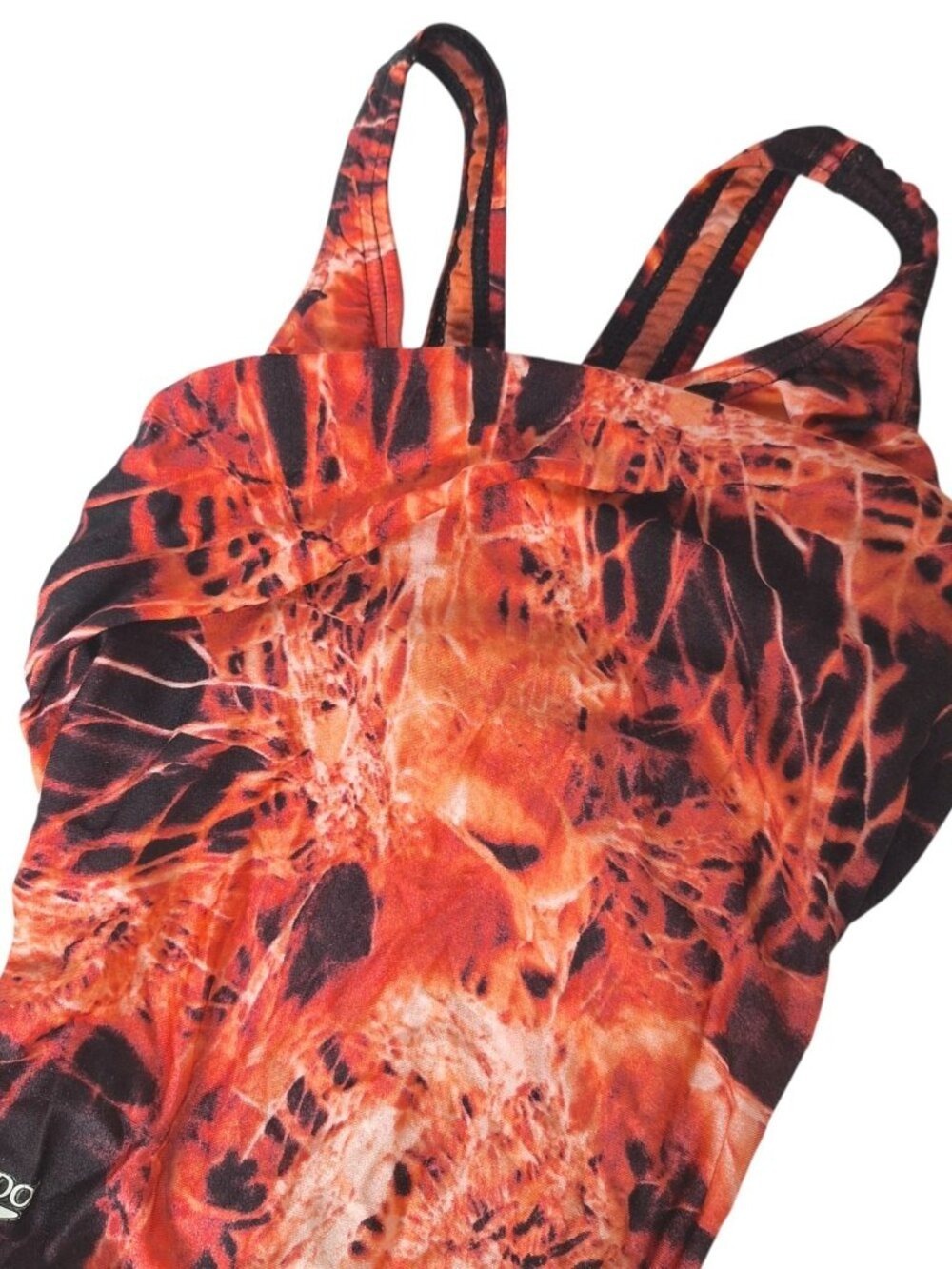 Speedo One Piece Swimsuit Orange Black Cyber Graphic